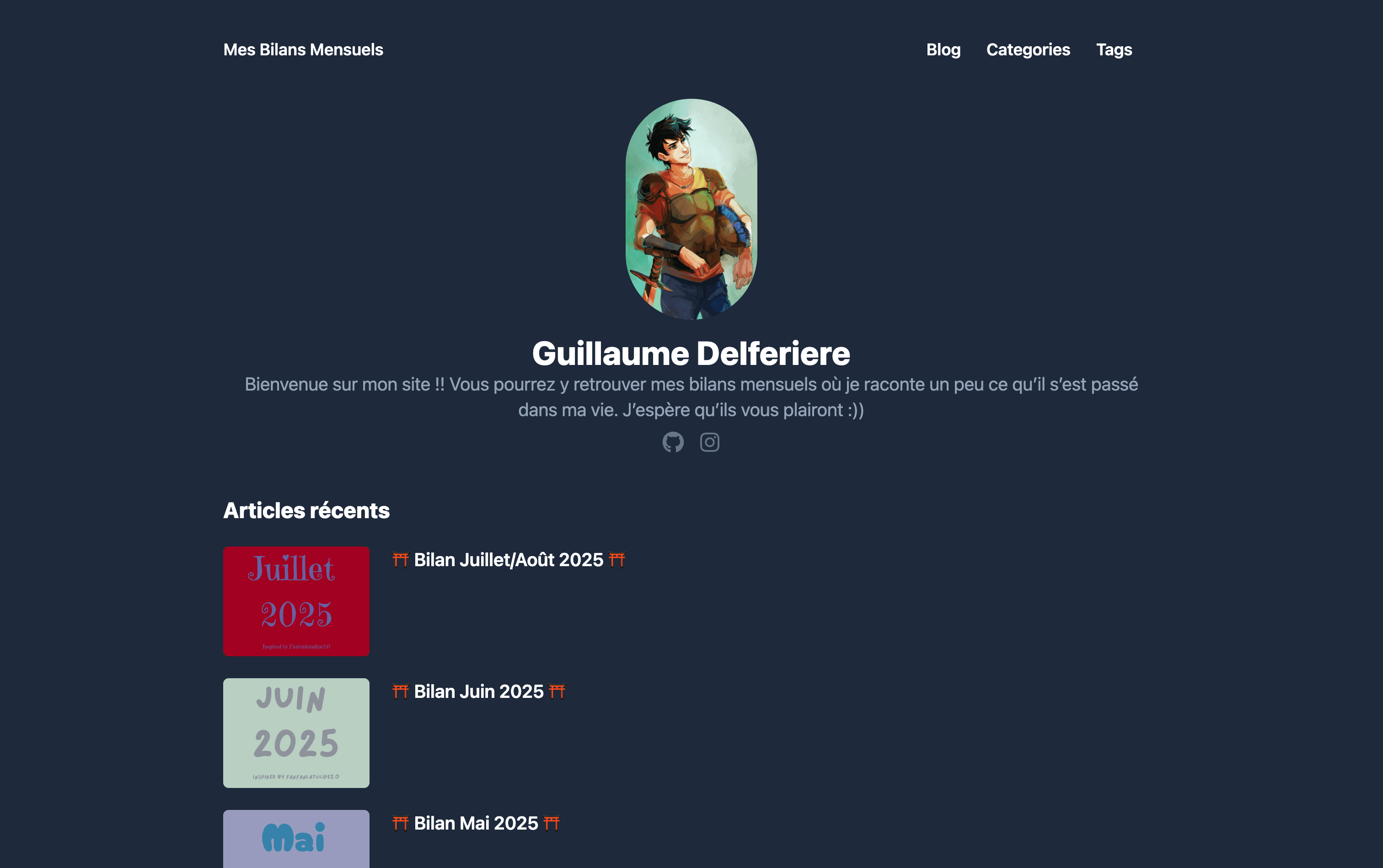 Aperçu du projet Blog Personnel